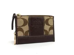 ■美品■ COACH コーチ シグネチャー キャンバス×レザー コインケース パスケース 小銭入れ レディース メンズ ブラウン系 DJ4747
