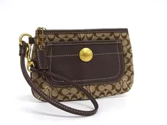 ■極美品■ COACH コーチ シグネチャー キャンバス×レザー ポーチ 小物入れ マルチケース ブラウン系 DH8123