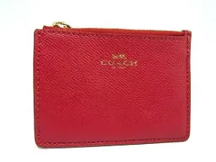 ■美品■ COACH コーチ F12186 レザー フラグメントケース コインケース カードケース レディース レッド系 DJ4836