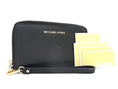 ■美品■ MICHAEL KORS マイケルコース レザー ラウンドファスナー 長財布 ウォレット 小銭入れ 札入れ カード入れ ブラック系 DI9380