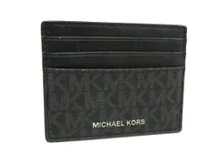 ■美品■ MICHAEL KORS マイケルコース MK柄 PVC×レザー カードケース カード入れ パスケース 定期入れ ブラック系 DI9394
