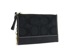 ■美品■ COACH コーチ シグネチャー キャンバス×レザー コインケース コインパース 小銭入れ カードケース  ブラック系 DJ1142