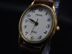SEIKO セイコー 4N21-5200 スピリット SS×レザー クォーツ 5気圧防水 腕時計 ウォッチ レディース ゴールド系×ブラウン系 DJ1817