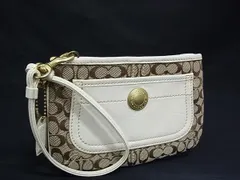 COACH コーチ キャンバス×レザー ミニシグネチャー マルチケース マルチポーチ 小物入れ アイボリー系×ライトブラウン系 DJ2126