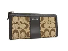 COACH コーチ F21499 シグネチャー キャンバス×レザー L字ファスナー 長財布 札入れ 小銭入れ レディースブラウン系 DJ2132