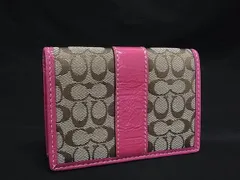 ■美品■ COACH コーチ ミニシグネチャー キャンバス パスケース 定期入れ カードケース カード入れ レディース ピンク系 DJ2182