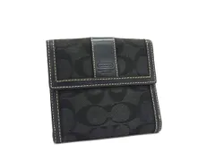 COACH コーチ シグネチャー キャンバス×レザー 二つ折り 財布 ウォレット レディース ブラック系 DJ2903