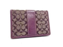 COACH コーチ シグネチャー キャンバス×レザー カードケース カード入れ パスケース 定期入れ レディース パープル系 DJ2953
