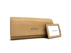 COACH コーチ 58307 レザー パスケース付き 二つ折り 長財布 ウォレット 札入れ 小銭入れ レディース ベージュ系 DJ2769