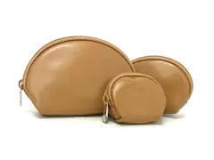 ■美品■ FURLA フルラ レザー ポーチ 小物入れ マルチケース 3点セット ベージュ系 DI6354