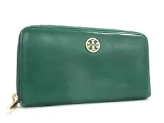 ■美品■ TORY BURCH トリーバーチ レザー ラウンドファスナー 長財布 札入れ 小銭入れ レディース グリーン系 DI7143