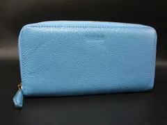 ■美品■ BARCOS バルコス レザー ラウンドファスナー 長財布 ウォレット 札入れ 小銭入れ カード入れ ライトブルー系 DI7625