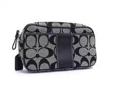 ■美品■ COACH コーチ シグネチャー キャンバス マルチポーチ マルチケース 小物入れ レディース ベージュ系×ブラック系 DH0211