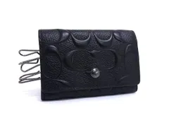 COACH コーチ F76986 シグネチャー レザー 5連 キーケース 鍵入れ メンズ レディース ブラック系 DH8681
