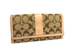 COACH コーチ シグネチャー キャンバス×レザー 二つ折り 長財布 ウォレット 札入れ 小銭入れ ブラウン系×ベージュ系 DI5932