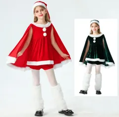 女の子 クリスマス コスプレ衣装 子供 サンタコス マントトップス＋半ズボン＋帽子 3点セット 子供 可愛い クリスマス コスチューム 女の子