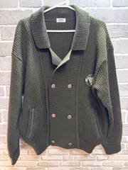 A【A19-38】◇HARDY AMIES   サイズ不明　　ニットジャケット　緑色