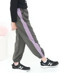 Bee【♪クーポン利用で20％OFF♪】カーゴパンツ◇チャコール×ラベンダー太ライン◇韓国子供服 韓国子ども服 韓国こども服 キッズ 女の子 男の子 ダンス 春 夏 秋 冬 100 110 120 130 140 150 160 170