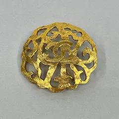 CHANEL シャネル ココマーク ラウンド ビンテージ  ブローチ レディース メタル ゴールド 中古