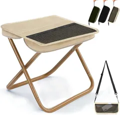 Livelihood 折りたたみ椅子 アウトドア チェア2in1イス＞バッグ一体型 コンパクト 超軽量 アルミ合金 ショルダー付き 持ち運び便利携帯チェア キャンプ 日本語説明書付き (カーキ,  Small)のサムネイル