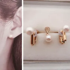 【 あこや真珠 】 ハンドメイドイヤリング ＆ネックレストップ 本真珠 １粒 アコヤ真珠 イヤリング