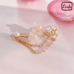 桜ヘアピン さくら パール チェーン ピンク 和装 浴衣 着物 結婚式 二次会 卒業式 入学式 2026 春 新生活 花火大会 フォーマル ヘアアクセサリー 髪飾り レディース プレゼント ギフト  送料無料 即購入OK 最短当日〜翌日発送