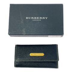 未使用☆BURBERRY バーバリー ブラック レザー キーケース ノバ