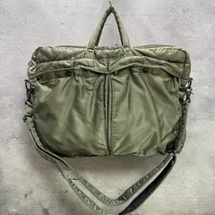 ✨PORTER ポーター TANKER タンカー 2WAY ブリーフケース ショルダーバッグ セージグリーン 吉田カバン ナイロン 軽量 ビジネス A4収納 使用感あり
