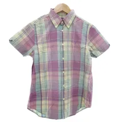 ラルフローレン RALPH LAUREN SPORT タグ付き ボタンダウンシャツ BD 8 ポニー刺繍 半袖 チェック柄 紫 パープル /AE ■GY17