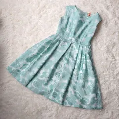 aimer  エメ   美品   ドレス   ワンピース    刺繍   ノースリーブ エメラルドグリーン　 花柄　９号