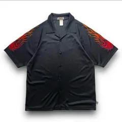 USA製 90s 80s ヴィンテージ シャツ オープンカラー アメリカ 90s ビンテージ 炎 Made in USA 希少 レア D525