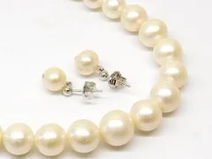 パール 真珠 ☆ ネックレス 約4.0～10.0mｍ 43cm ピアス 約7.5ｍｍ レディース 金具素材不明