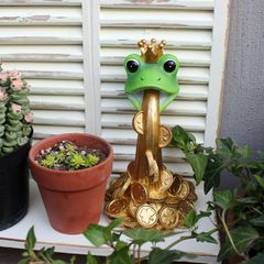 カエル カラフル 青 緑 花 植物 置物 貯金箱 陶磁器 - メルカリ