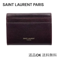 【返品OK】美品 SAINT LAURENT サンローラン  レターウォレット  レザー ホットワイン レッド  現行モデル ミニ財布 カードケース コインケース 【D】
