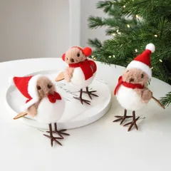 3点セット クリスマス 置物 飾り ぬいぐるみ 装飾 撮影道具 デコレーション 鳥 パーティー オブジェ インテリア 雑貨 装飾 卓上 部屋 かわ