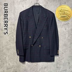 Burberrys テーラードジャケット90s ダブル 金ボタン 紺 チェック