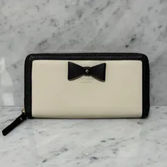 kate spade ケイトスペード 長財布 リボン 本革 レザー ラウンドファスナー ジップ バイカラー