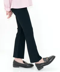 Bee【クーポン利用で20％OFF♪】リブ地フレアパンツ◇ブルーブラック◇韓国子供服 韓国子ども服 韓国こども服 キッズ 女の子 男の子 伸縮性 無地 スリット 100 110 120 130 140 150