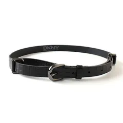 MOJ25562 新品同様 DKNY ディーケーエヌワイ レザー ベルト クロコ 型押し ブラック 黒のサムネイル