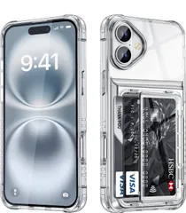 iPhone 16 ケース カード 収納 背面 クリア 対応 アイフォン16 ケース カード入れ 手帳型 TPU + PCカードスロット 2重構造 耐衝撃 米軍MIL規格 携帯ケース スマホケース iphone 16 用 透明