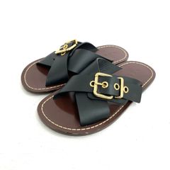 Chloe クロエ リング付き黒フラットサンダル37 - メルカリ