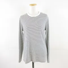 ユニクロ UNIQLO ソフトリブボーダークルーネックT 長袖 ストレッチ 白 黒 XL *A489