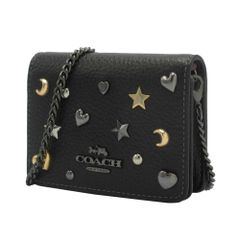 新品』COACH 折り財布 星柄 スター ブラック レザー コンパクトミニ