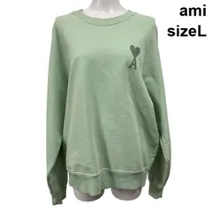◆ アミ ami トレーナー トップス 長袖 ロゴ刺繍 ペールカラー ペールグリーン コットン100％ L 11号 レディース S5X199のサムネイル