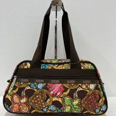 6109　LeSportsac　レスポートサック ハンドバッグ　トートバッグ　手持ち　手提げ ナイロン　軽量　レディース　総柄　ジュエリー柄 ブラウン系　肩がけ