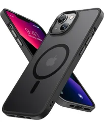 iPhone13 ケース【Magsafe対応・米軍規格】iPhone13ケース 耐衝撃iphone 13 ケース 6.1インチ、傷防止、黄ばみ防止、指紋防止、ストラップホール付き、薄くて肌に優しいデザイン、金属ボタン、マット、フロスト、半透明、黒