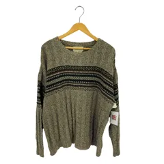 エディーバウアー Eddie Bauer 90s 白タグ ノルディックボーダー コットンニット クルーネックセーター メンズ  L/G