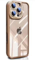 iPhone 16 Pro用ケース クリア背面超透明 シリコン耐衝撃 薄型 新型のキラキラなカメラカバー自由に取り外し可能 ガラスフィルムレンズ保護 かわいいスマホケース 黄変防止 指紋防止 防塵 オシャレなアイフォン16プロケース デザートゴールド