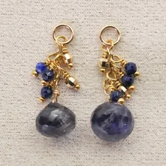 アガット アイオライト×ラピスラズリ ピアスチャーム K10/25-2132S