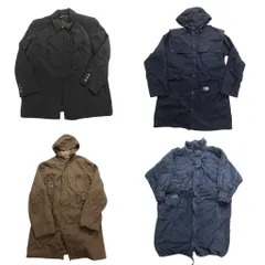 古着卸 まとめ売り コート MIX 4枚セット (メンズ ) コーデュロイ スタンドカラー フルジップ フード付き 中古 古着 NC5787